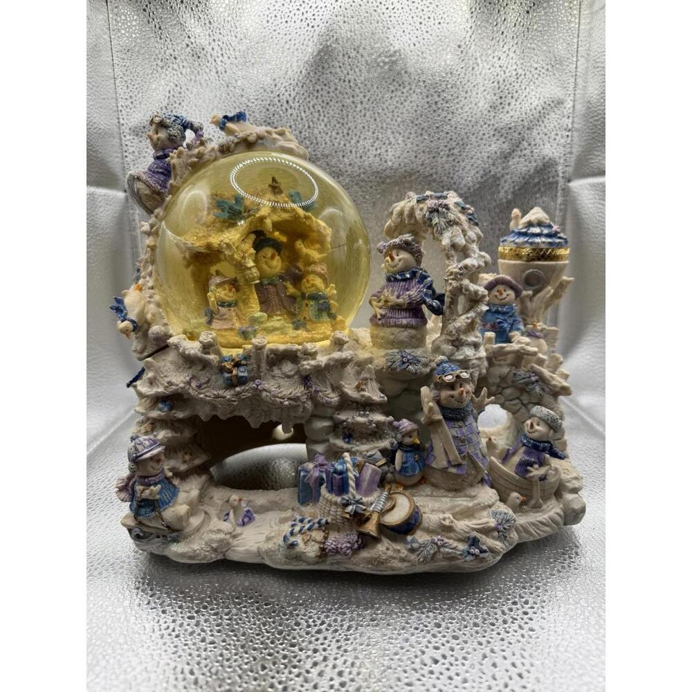 Vintage Christmas Snowman Blue/Purple Themed Snowglobe (missing sound mechanism)